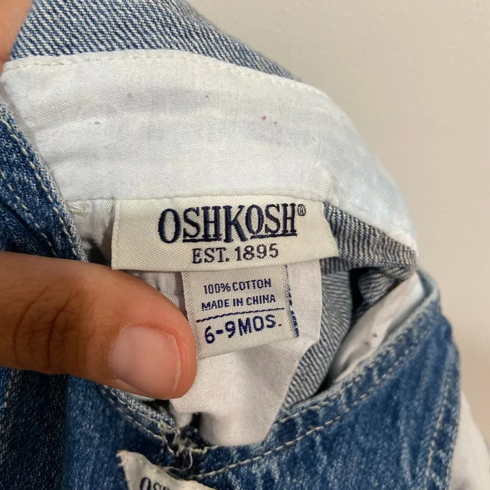 Vintage Oshkosh B'Gosh Girls Denim Overalls Size 6-9 Months